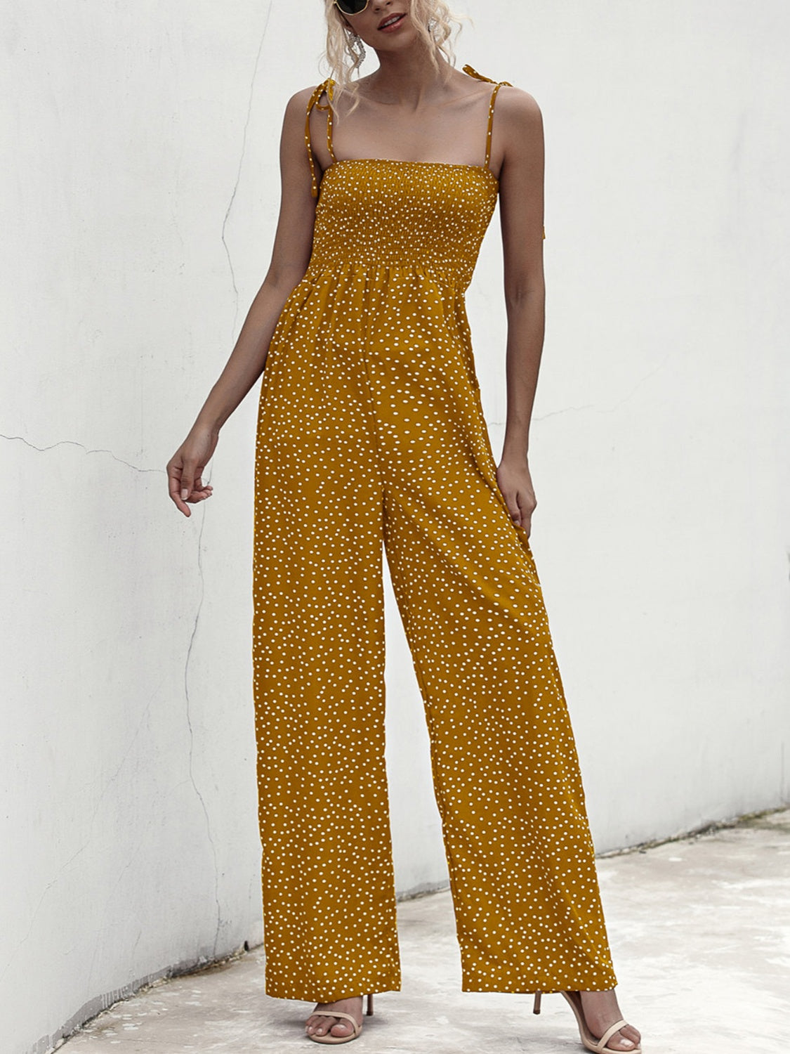 Square Neck Spaghetti Strap Jumpsuit 