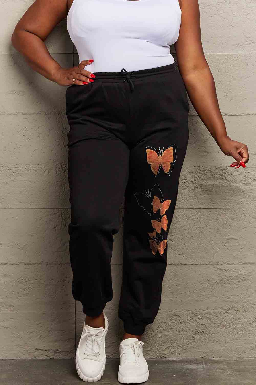 Simply Love Full Size Butterfly Graphic Sweatpants 