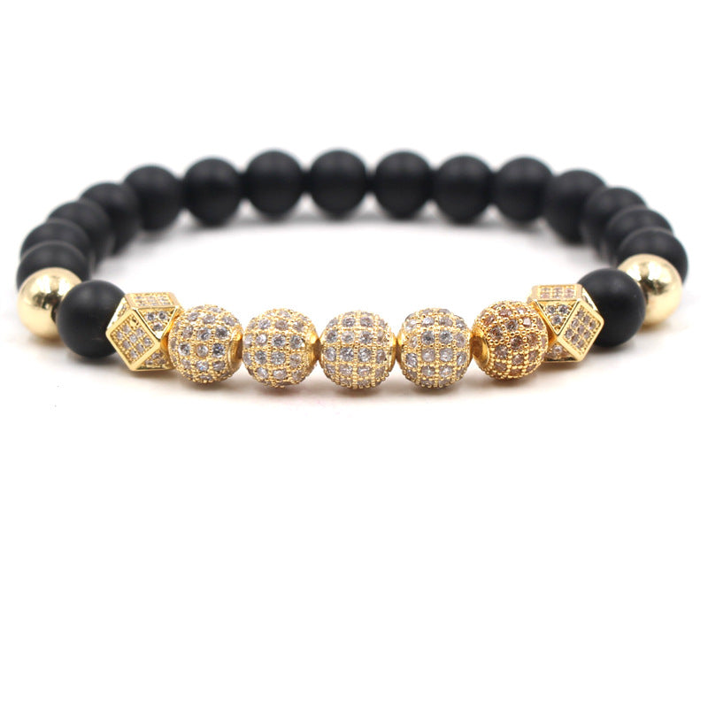 Fashion 8mm Black Frosted Stone Buddha Bead Bracelet