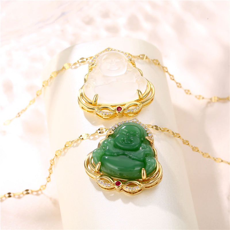 Women's Fashion Small Buddha Pendant Inlaid Zircon Necklace