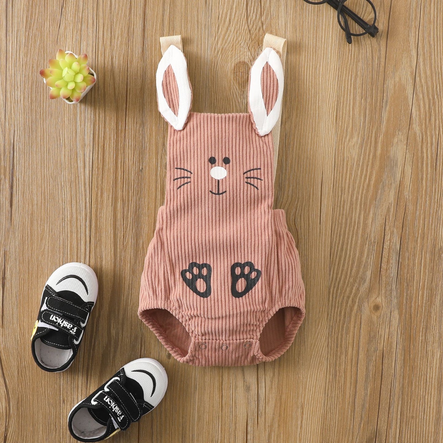 Baby Corduroy Bunny Strap Triangle Romper