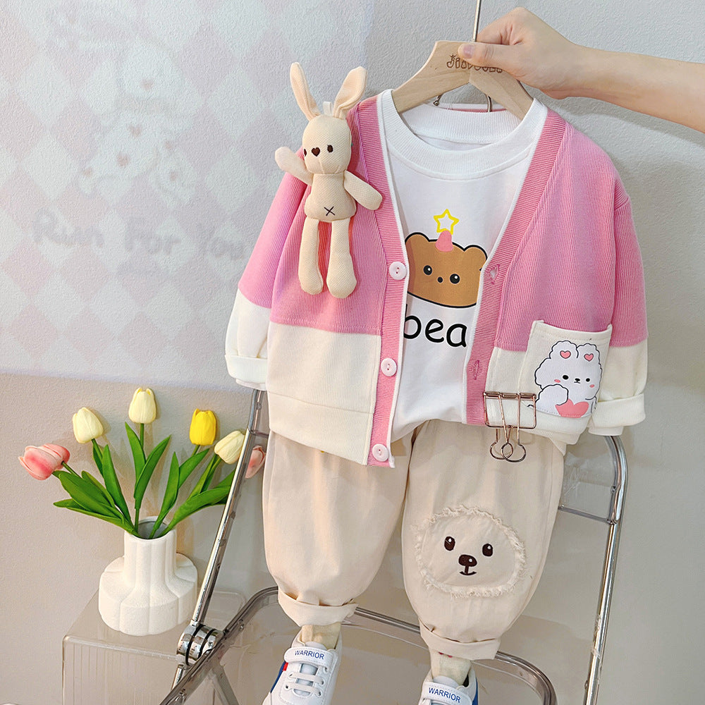 Children's Cardigan Three-piece Spring And Autumn New