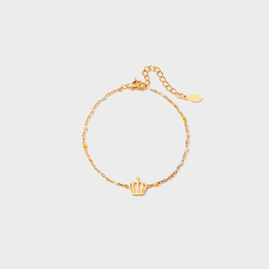 Crown Shape 18K Gold-Plated Bead Bracelet 