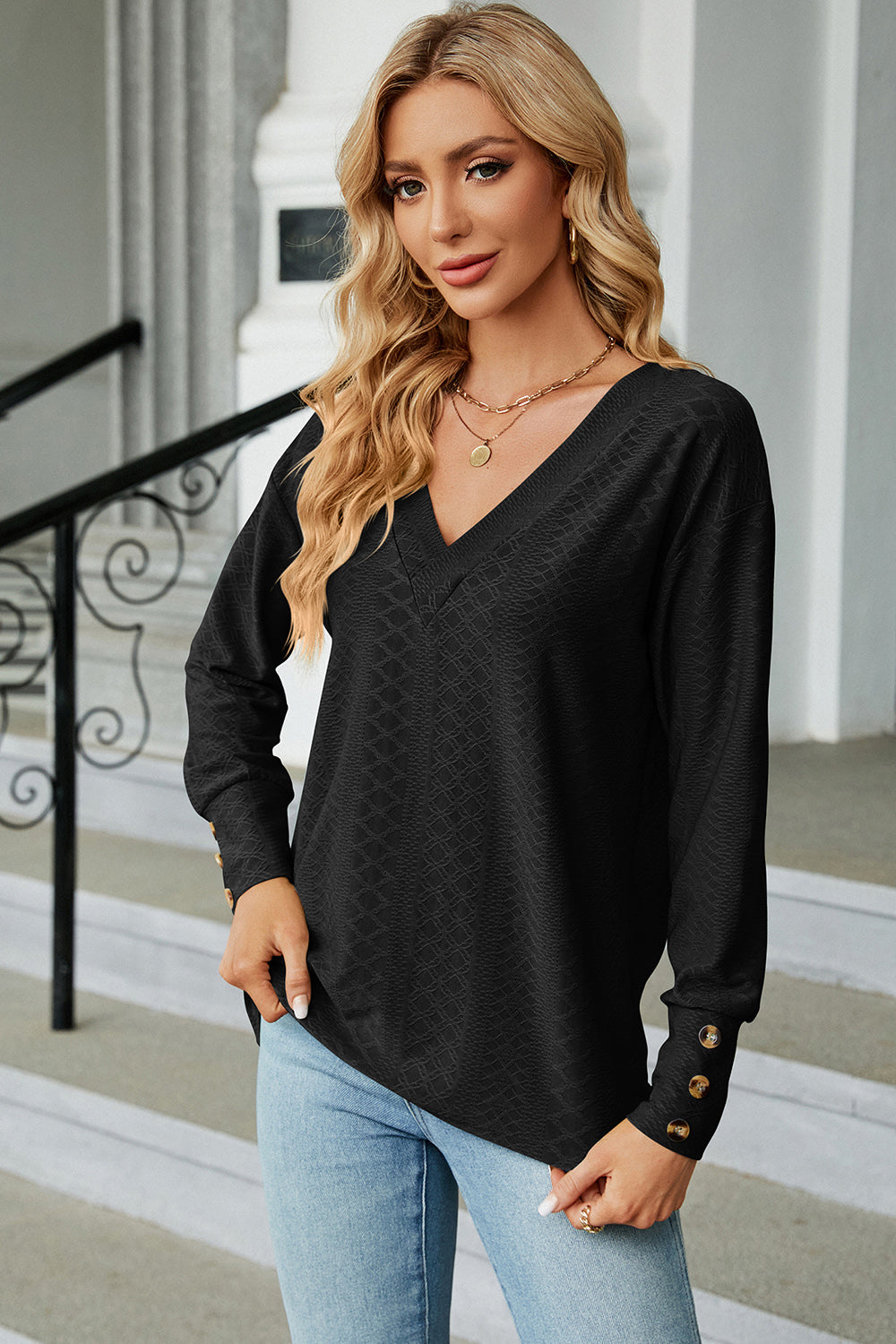 V-Neck Lantern Sleeve T-Shirt - Babbazon Camisole