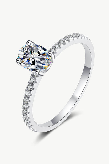 925 Sterling Silver Inlaid 1 Carat Moissanite Ring 