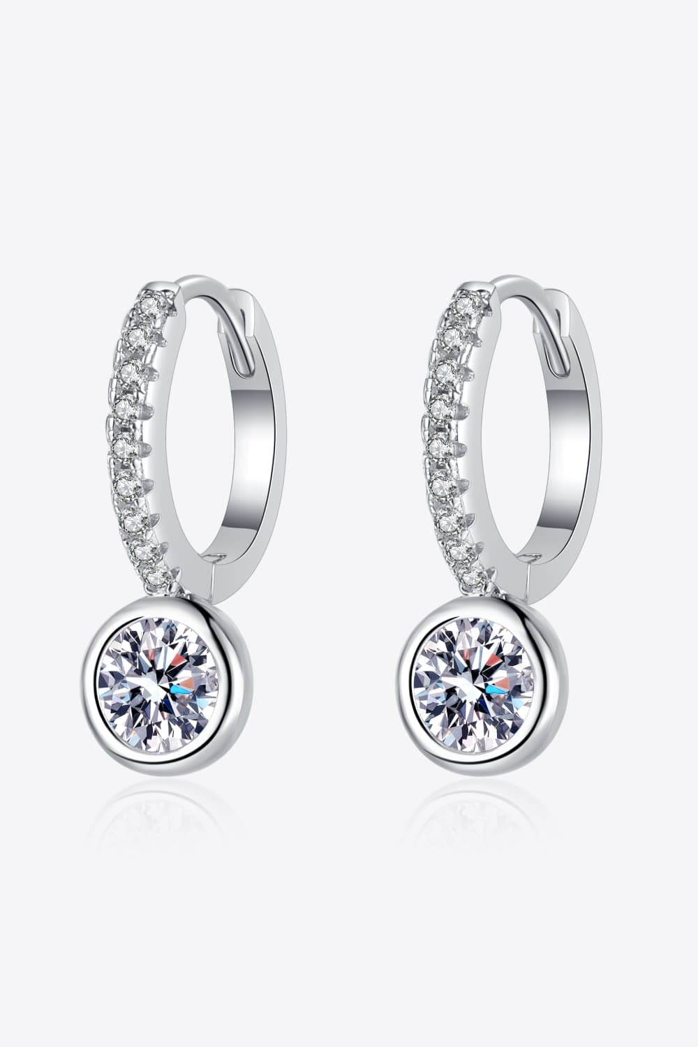 1 Carat Moissanite Rhodium-Plated Drop Earrings 