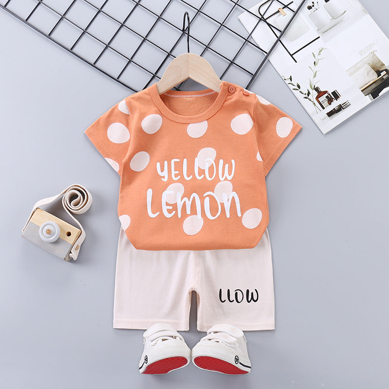 Children's Short-sleeved Suit Pure Cotton Korean T-shirt Shorts