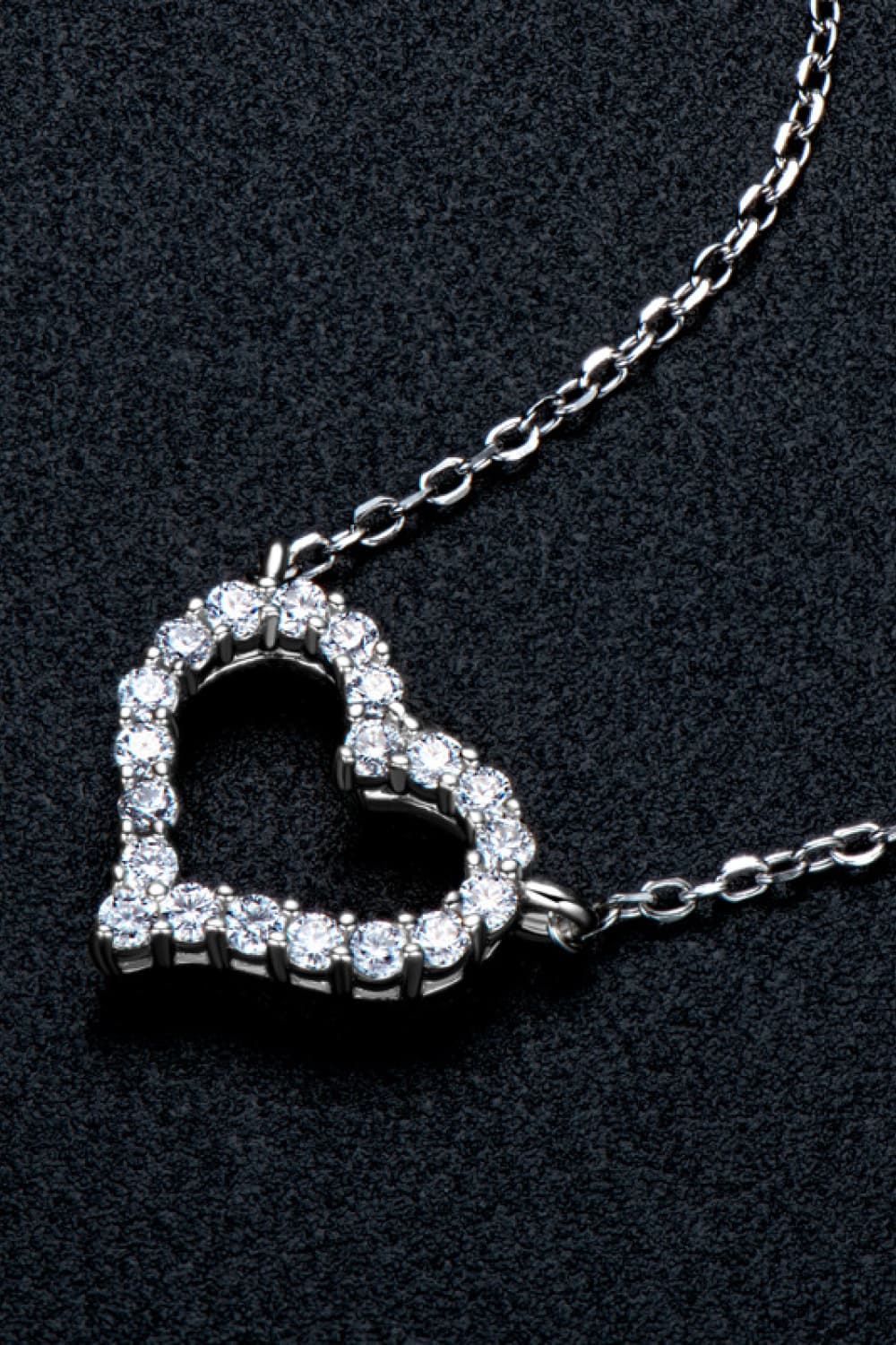 Adored Moissanite Platinum-Plated Heart Necklace 