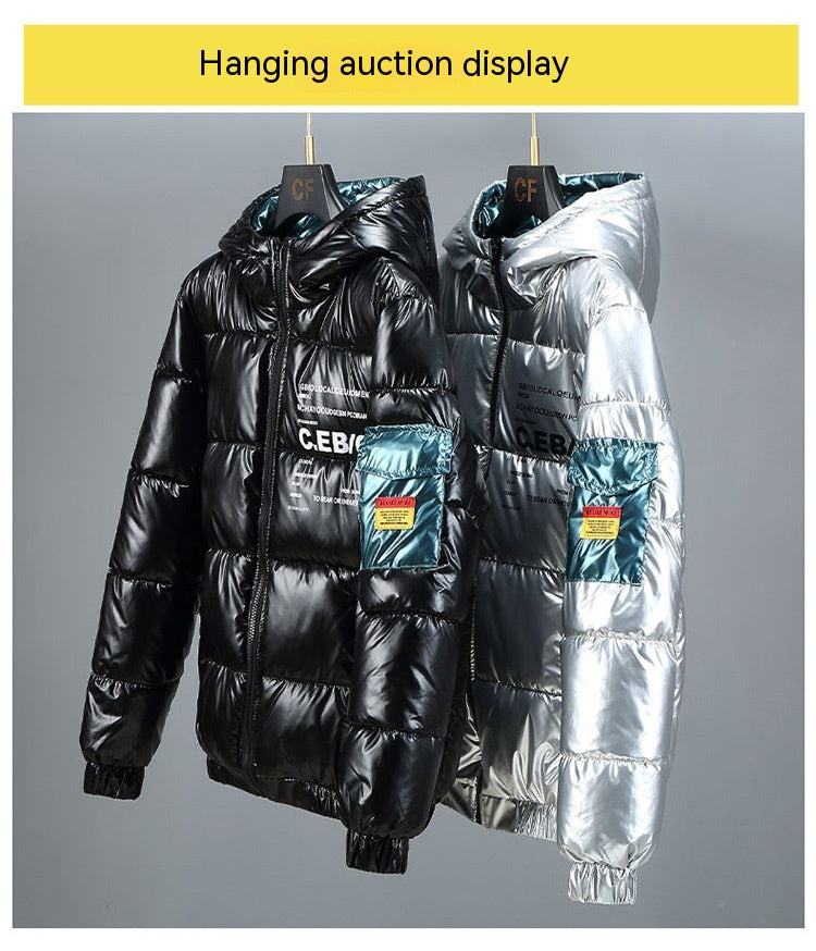 Winter Down Thick Bright Leather Cotton-padded Jacket 