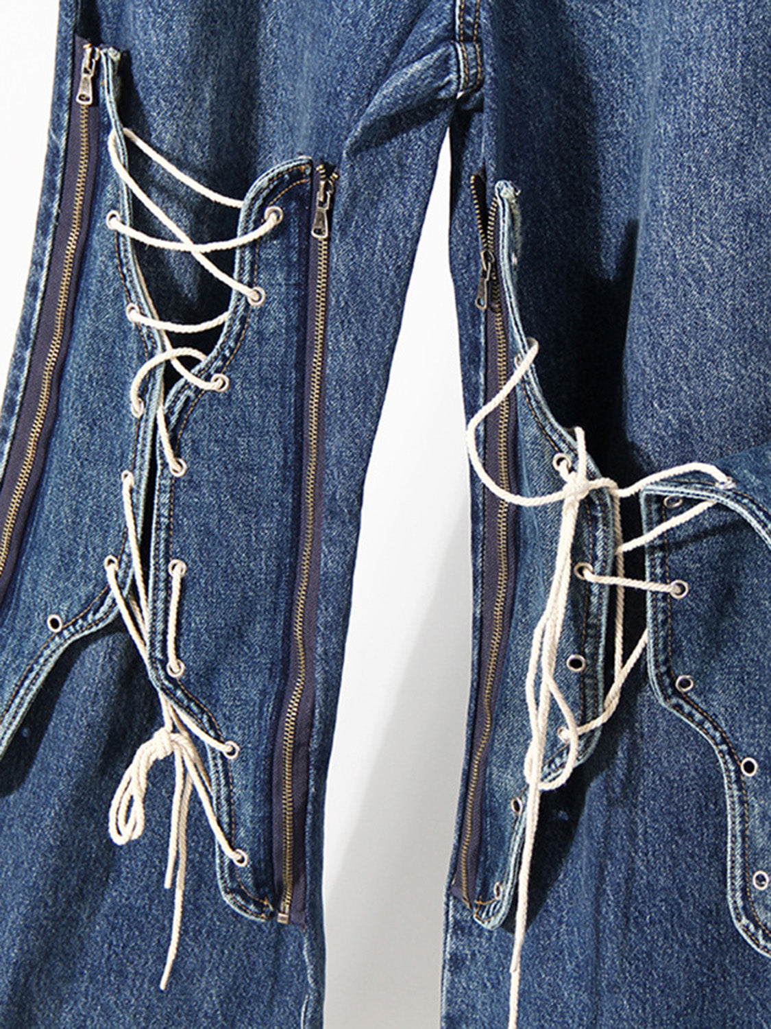 Lace Up Bootcut Jeans with Pockets 