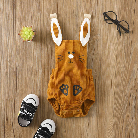 Baby Corduroy Bunny Strap Triangle Romper