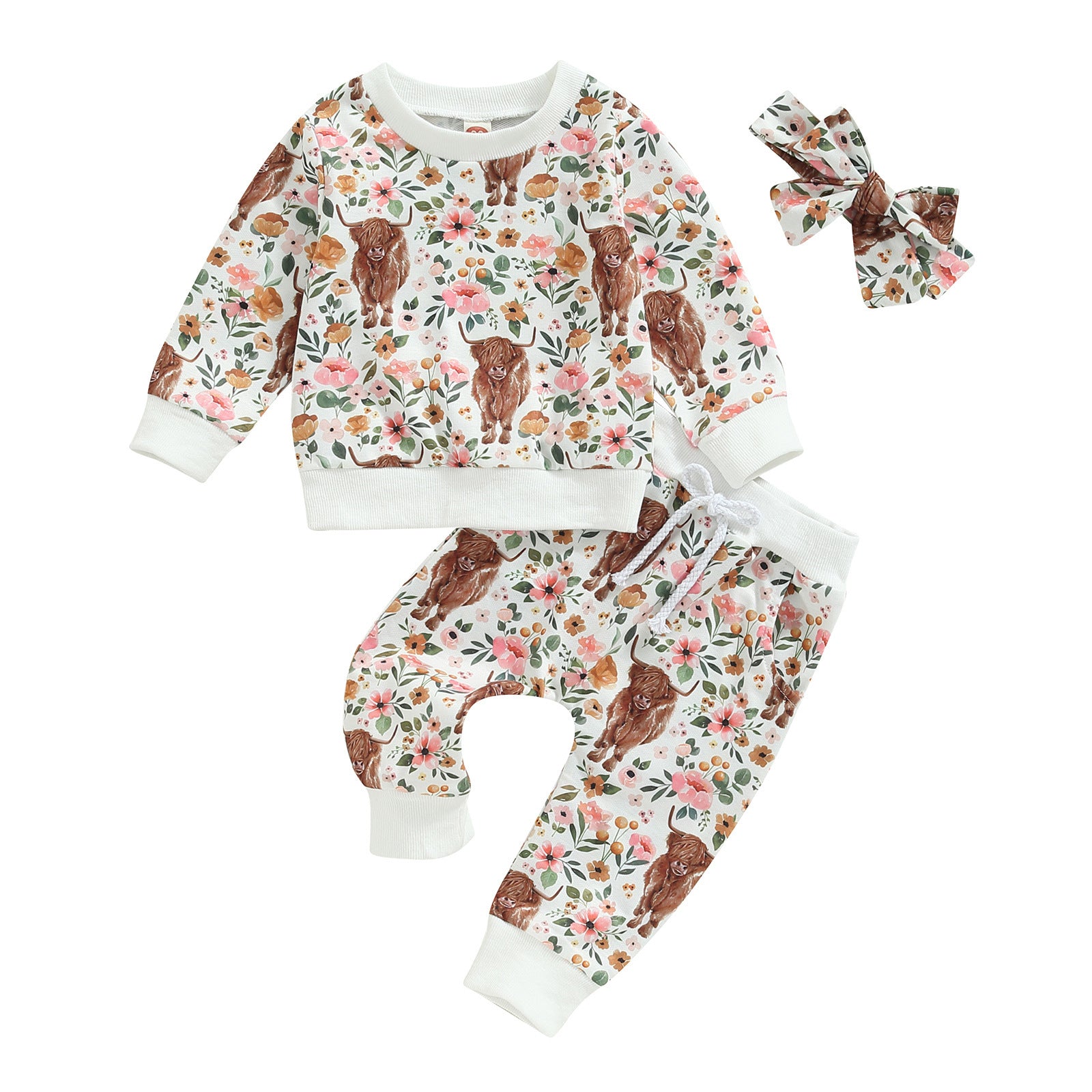 Children's Floral Headwear Hoodie Set