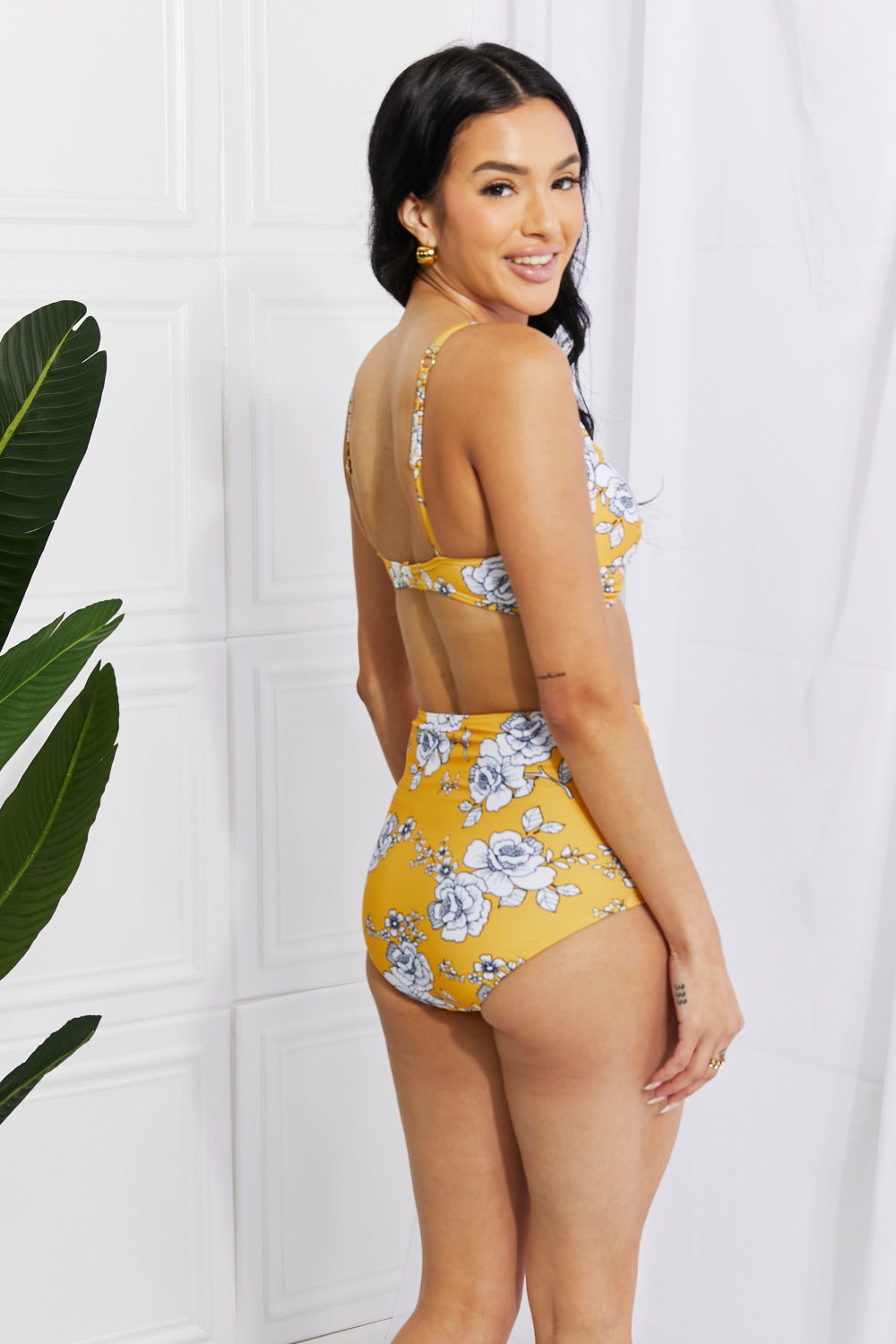 Marina West Swim Take A Dip Twist High-Rise Bikini in Mustard 