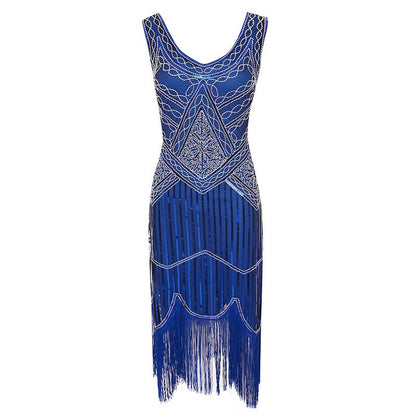 Stylish Vintage Sequin Fringe Dress