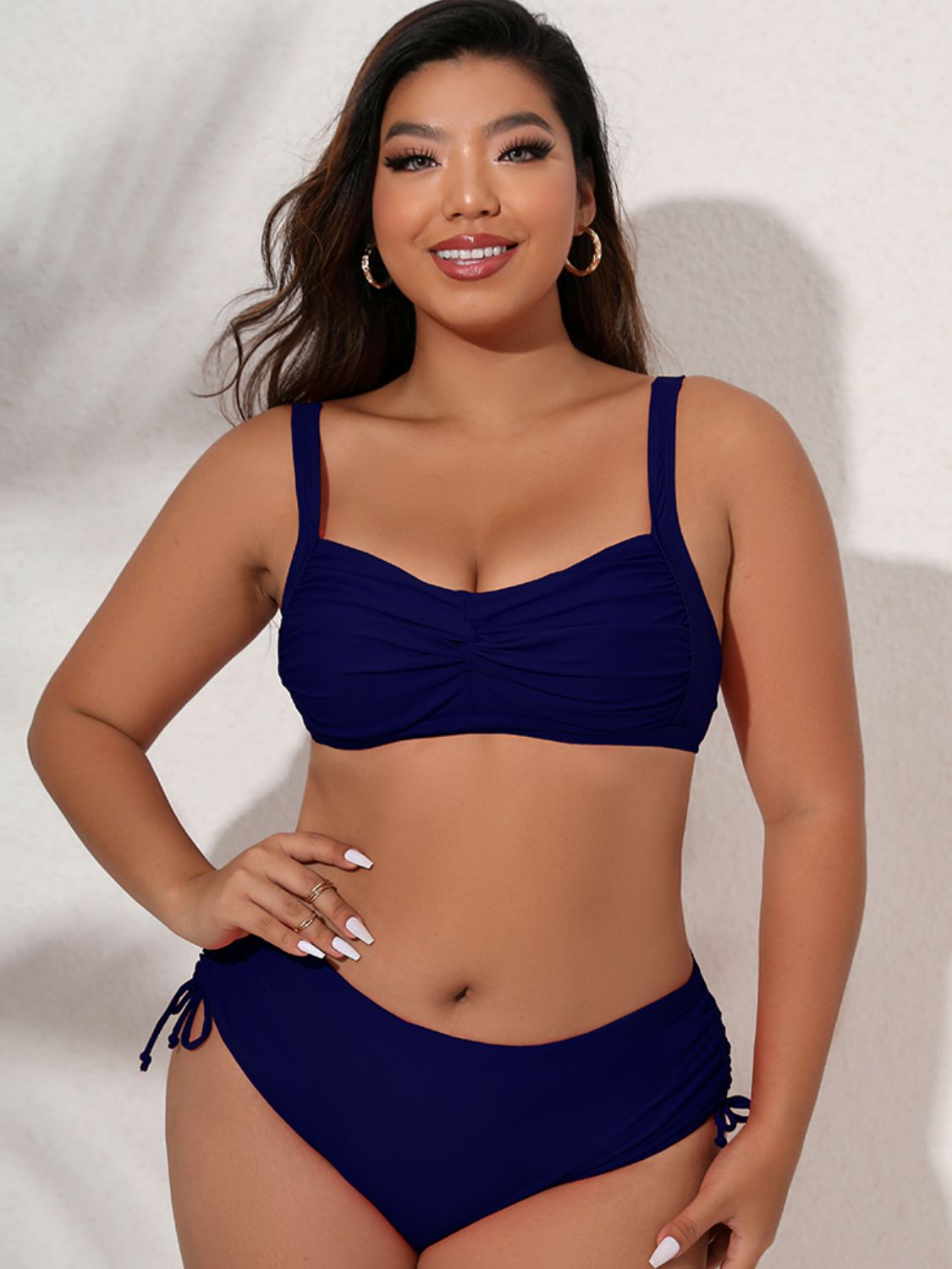 Plus Size Twist Front Tied Bikini Set 