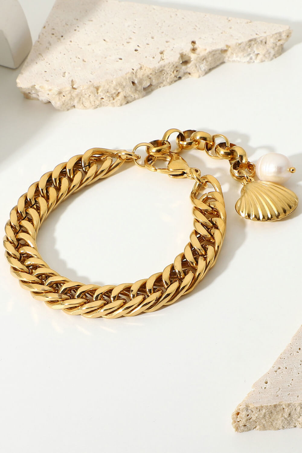 18K Gold-Plated Curb Chain Bracelet 