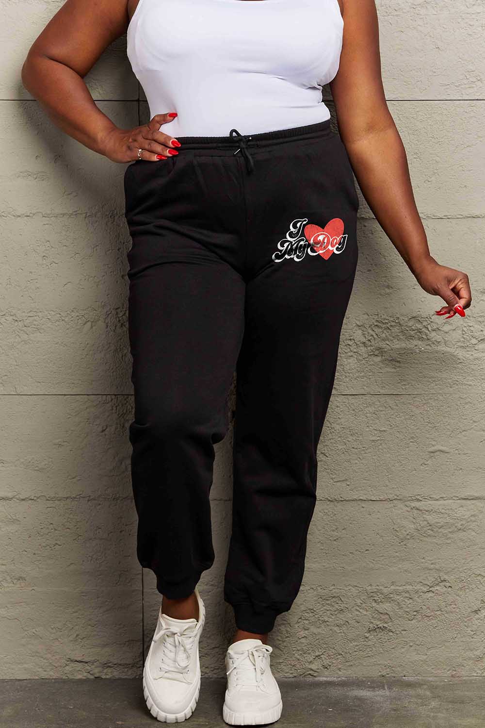 Simply Love Simply Love Full Size I LOVE MY DOG Graphic Joggers 