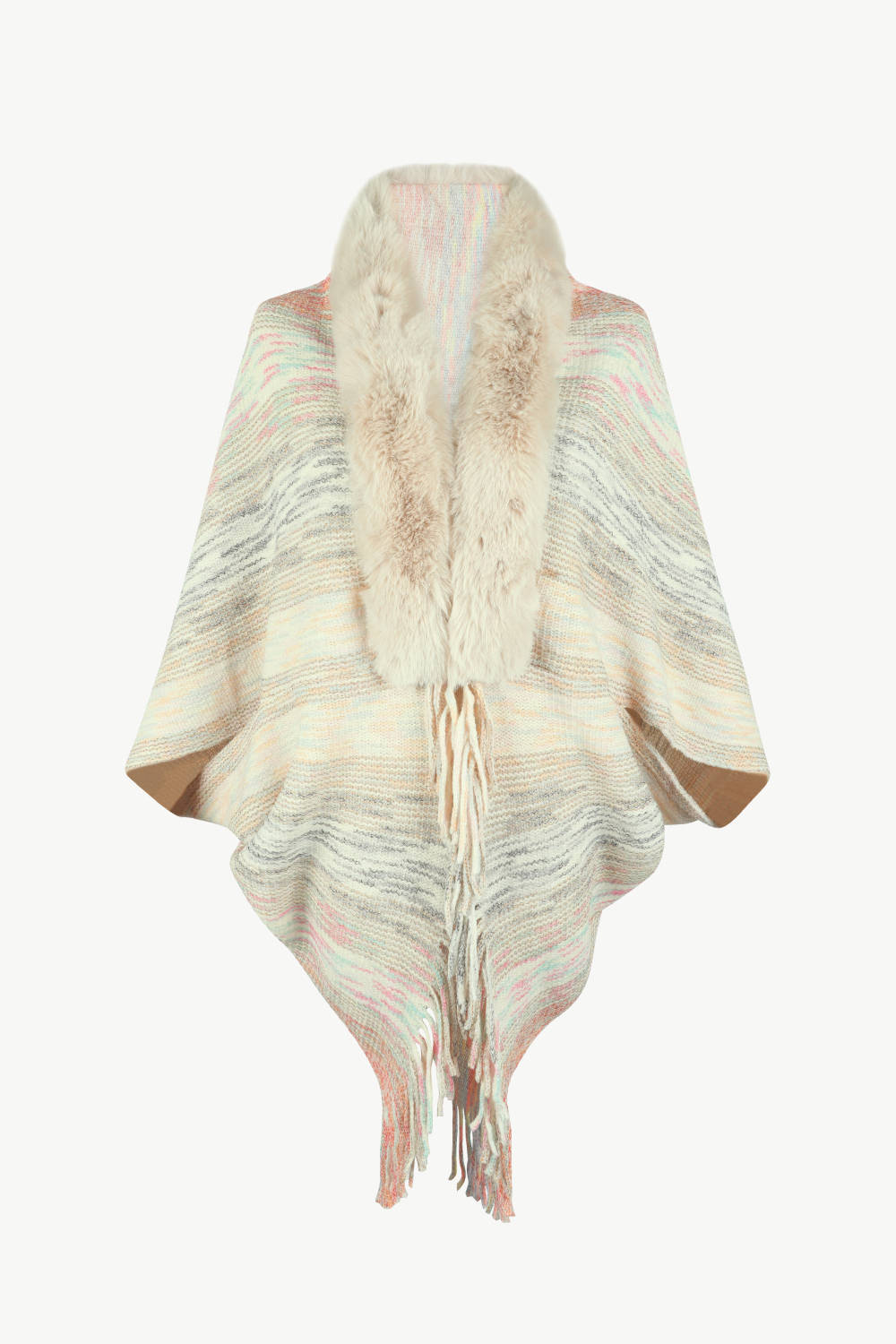 Open Front Fringe Hem Poncho 