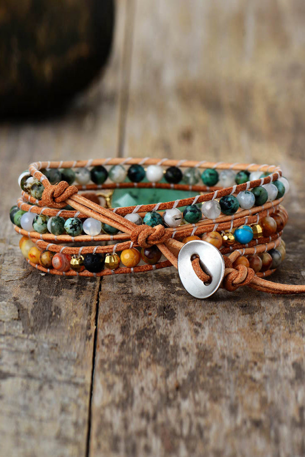 Natural Stone & Agate Layered Bracelet 