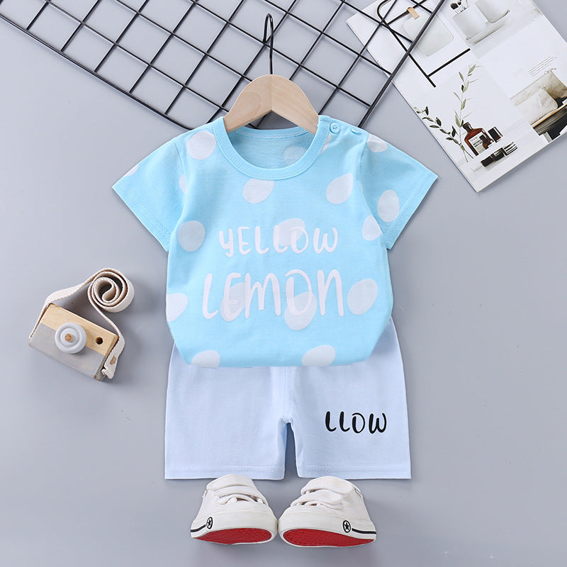 Children's Short-sleeved Suit Pure Cotton Korean T-shirt Shorts