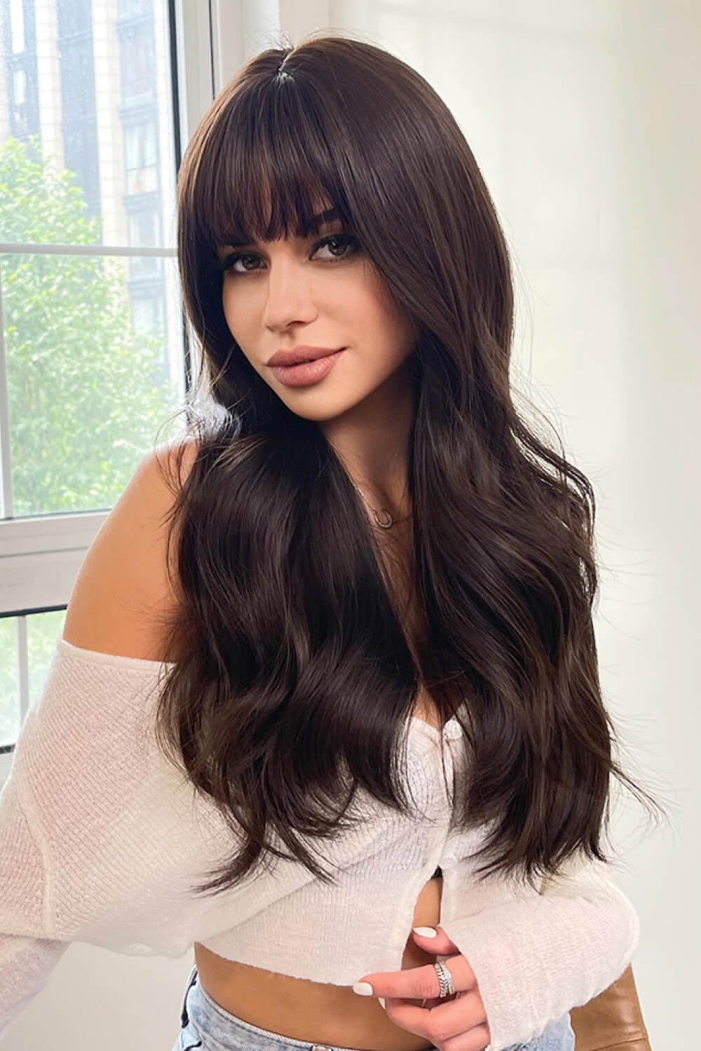 Full Machine Long Wave Synthetic Wigs 24'' 