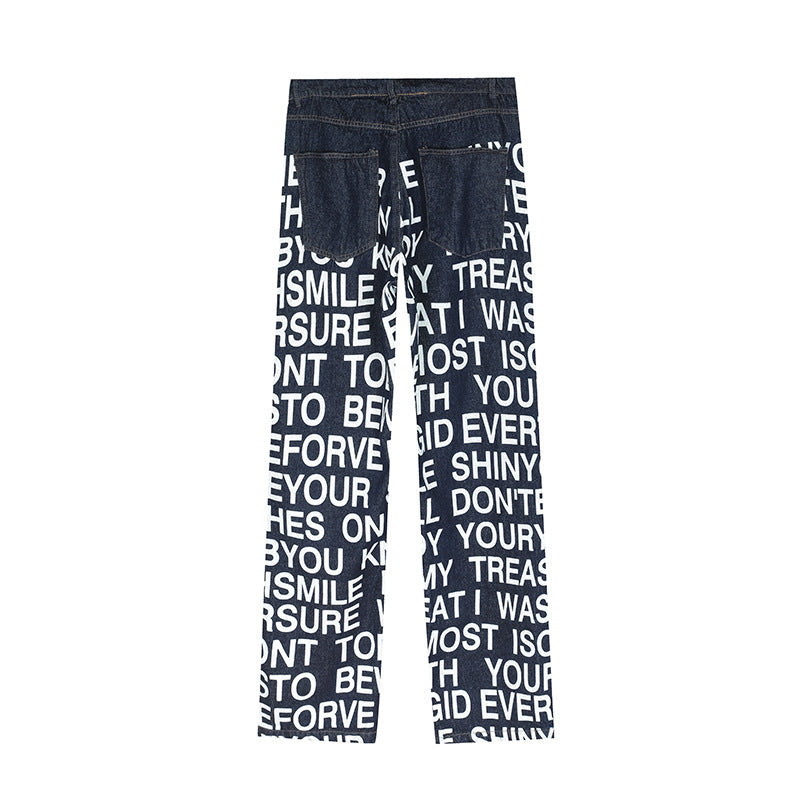 WritingTrendy Brand American Retro Simple Casual Jeans Street