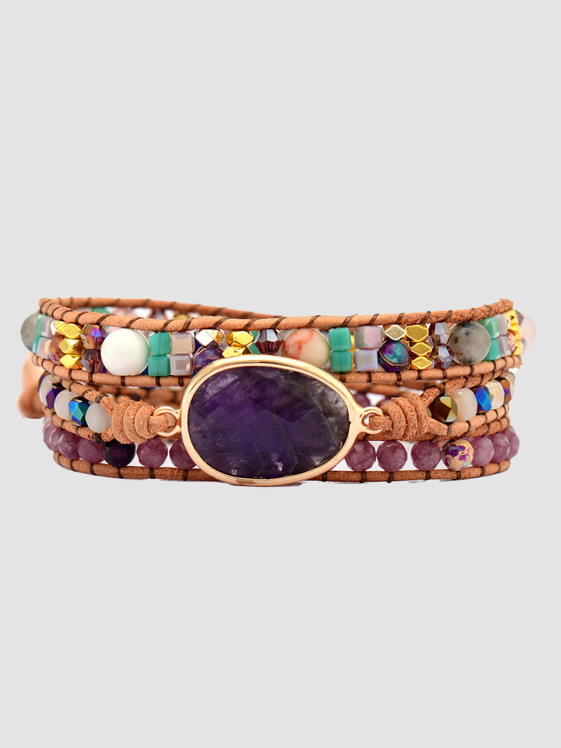 Triple-Layer Amethyst Bracelet 