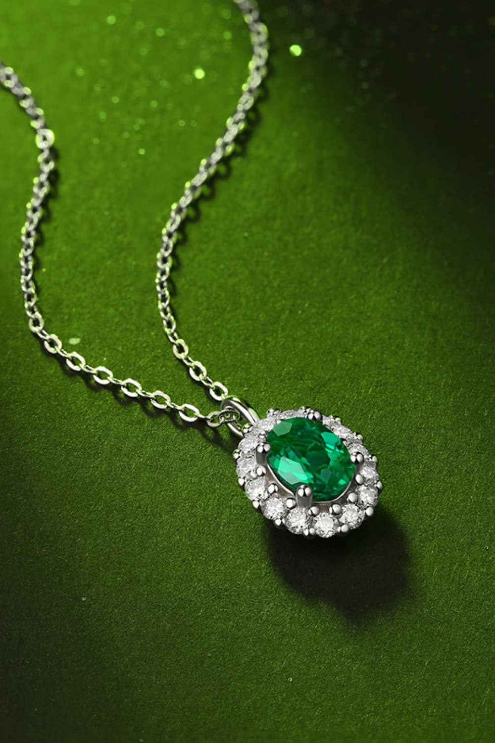 1.5 Carat Lab-Grown Emerald 925 Sterling Silver Necklace 