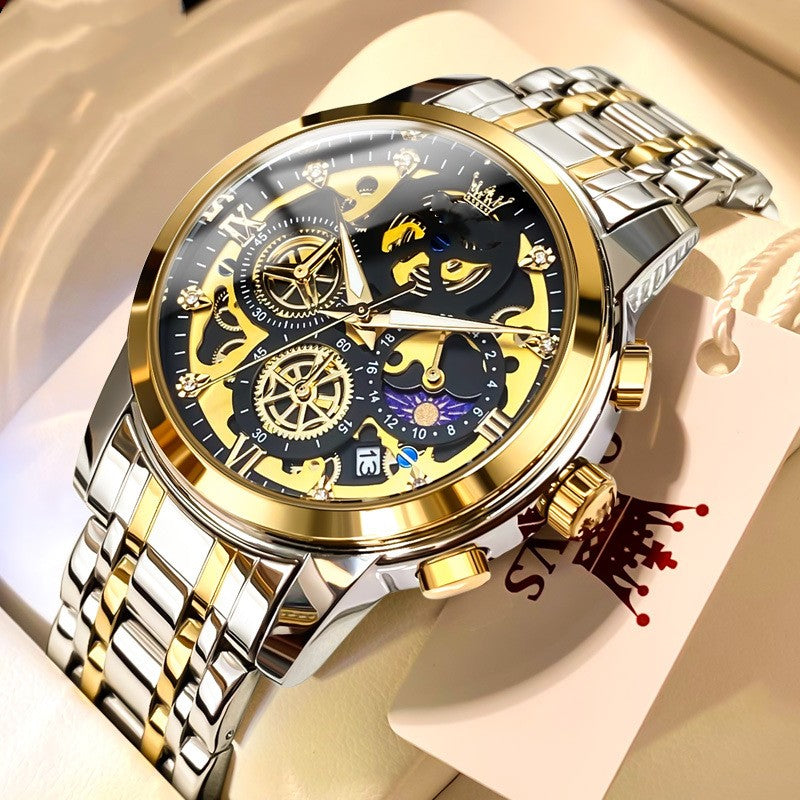 Men's Hollow Out Single Calendar Quartz Watch