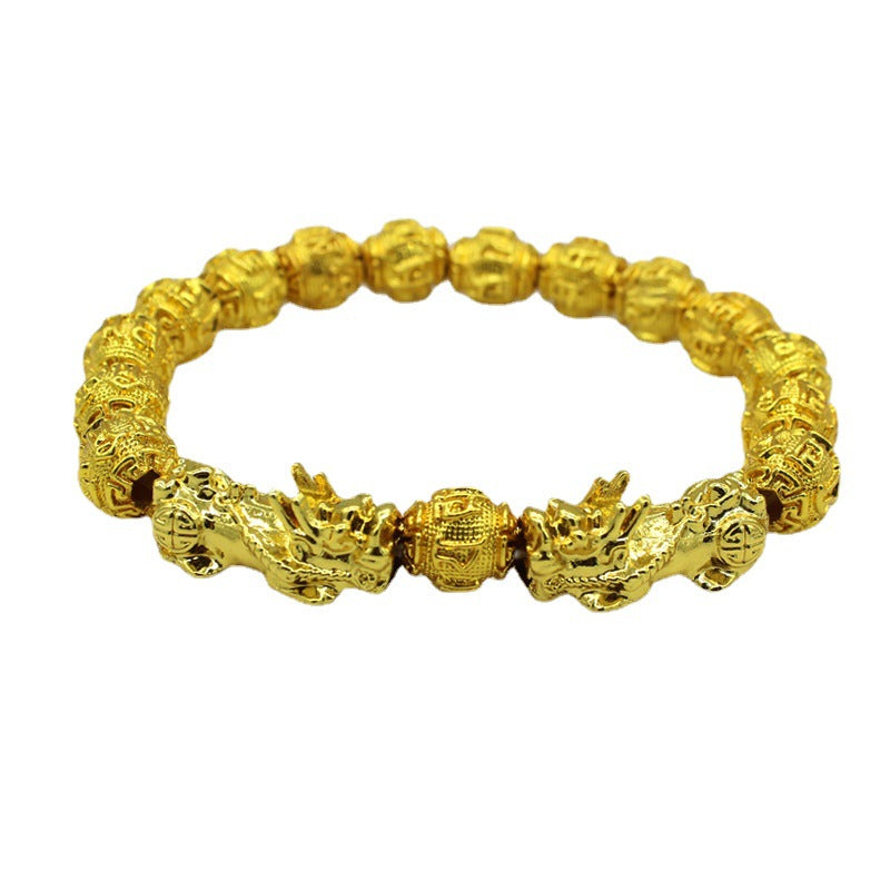 Golden Six Character Aphorism Buddha Beads Bracelet