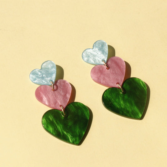 Acrylic Heart Dangle Earrings 