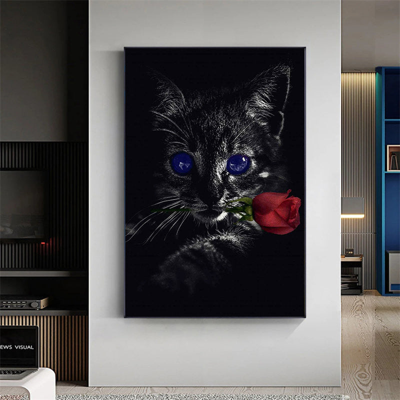 Paintings On The Canvas Depicting Black Cats