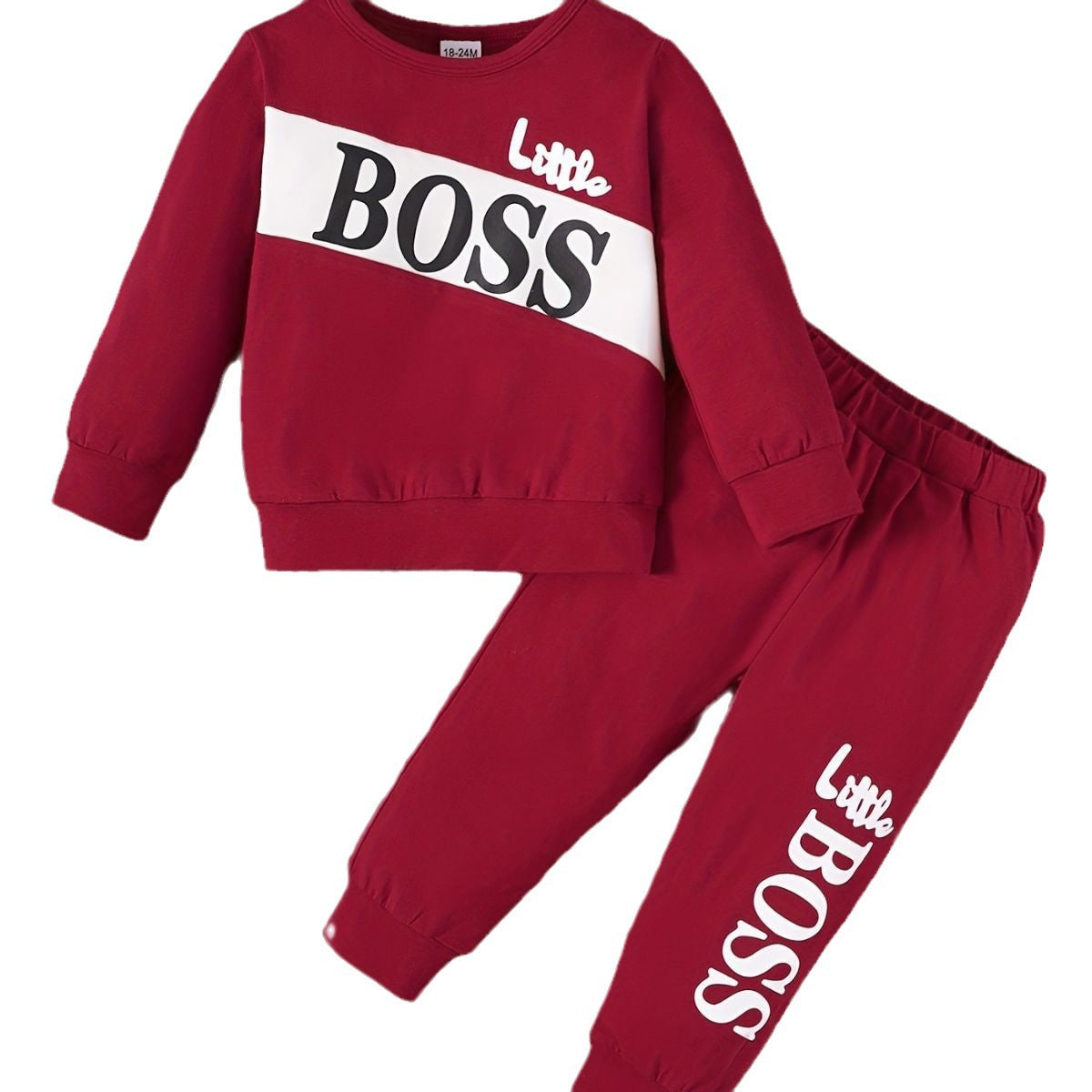 Letter Print Long Sleeve Boy Suit