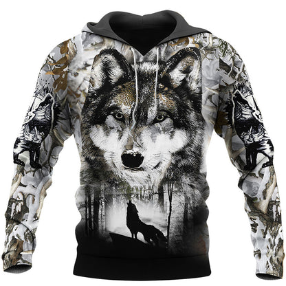 European And American Wolf 3D Printing Sweater Long Sleeve Autumn