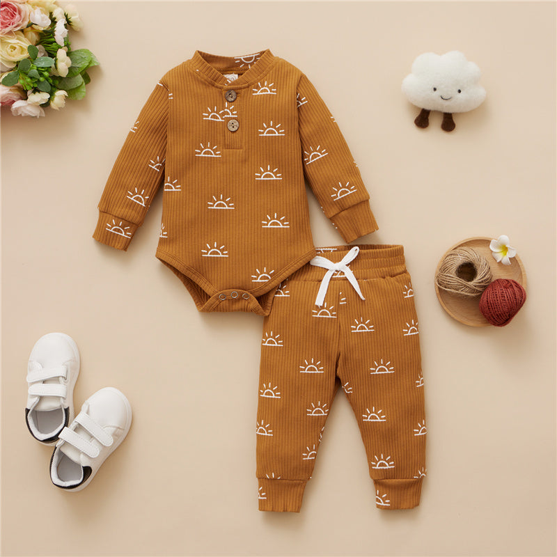 Men's Cotton Cartoon Pullover Pants Two-piece Suit