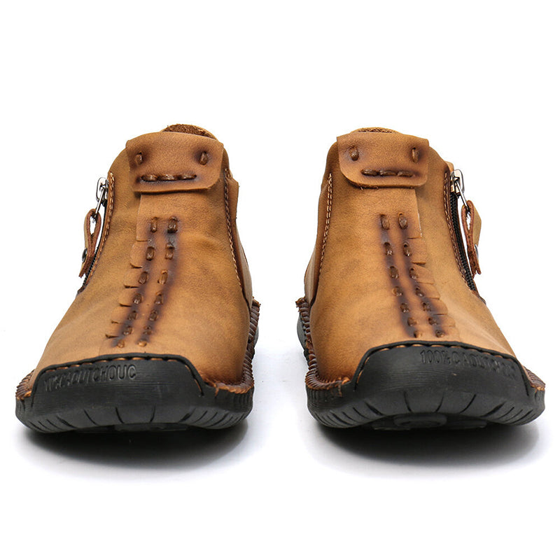 Men Ankle Boots Zipper Outdoor Hiking Shoes 