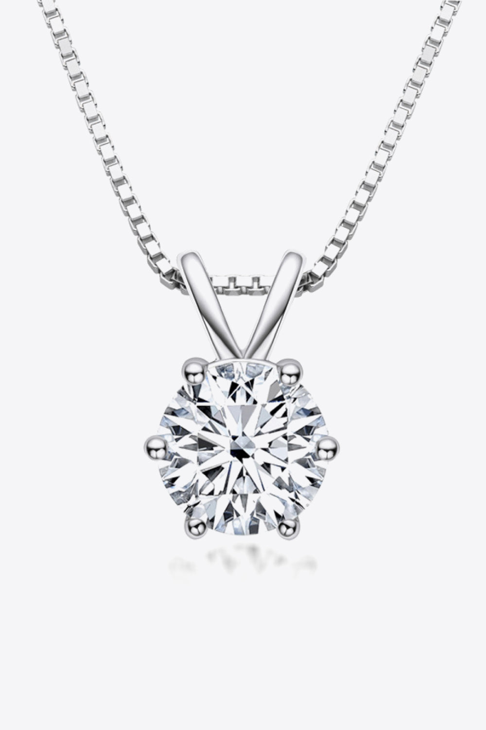 925 Sterling Silver 1 Carat Moissanite Pendant Necklace 