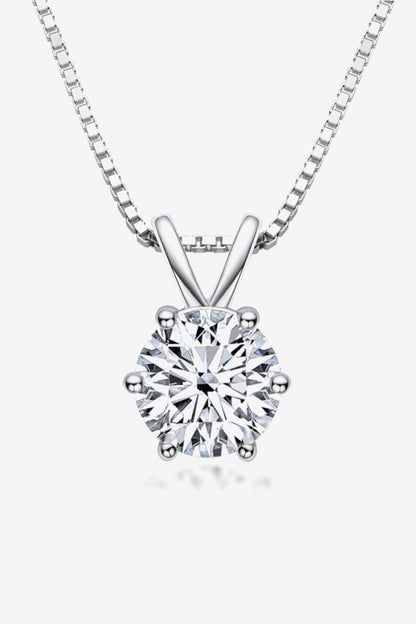 925 Sterling Silver 1 Carat Moissanite Pendant Necklace 