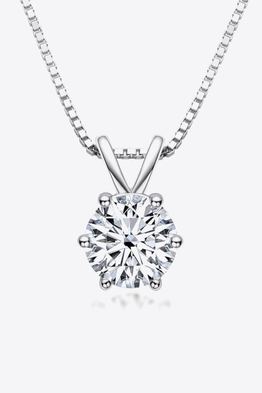 925 Sterling Silver 1 Carat Moissanite Pendant Necklace 