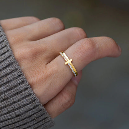 Zircon 925 Sterling Silver Cross Ring 