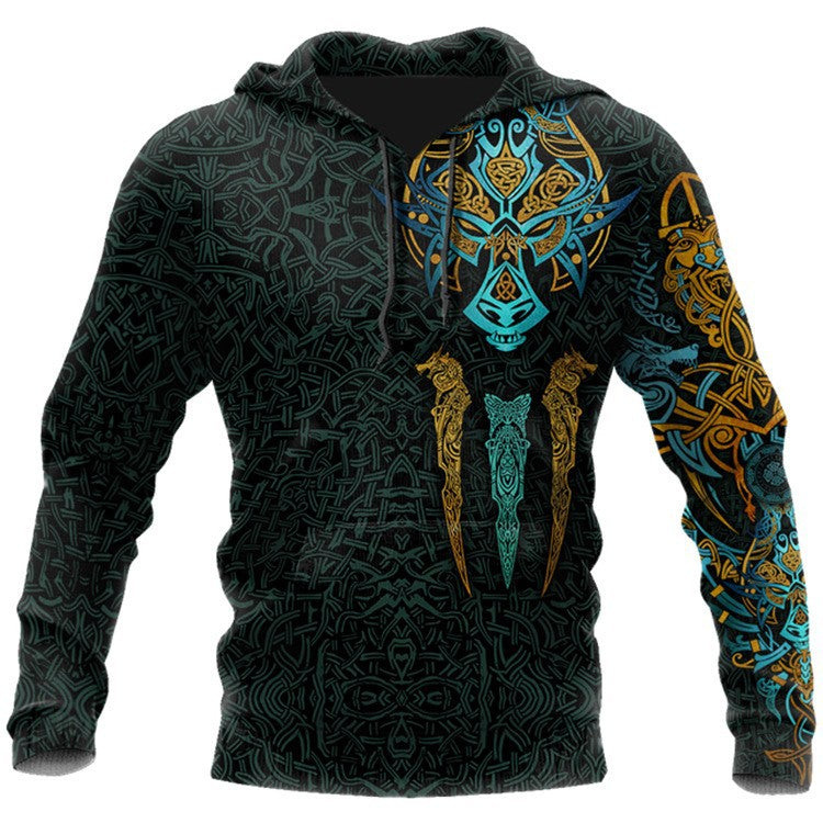 European Code Fashion 3D Digital Viking Printed Hoodie