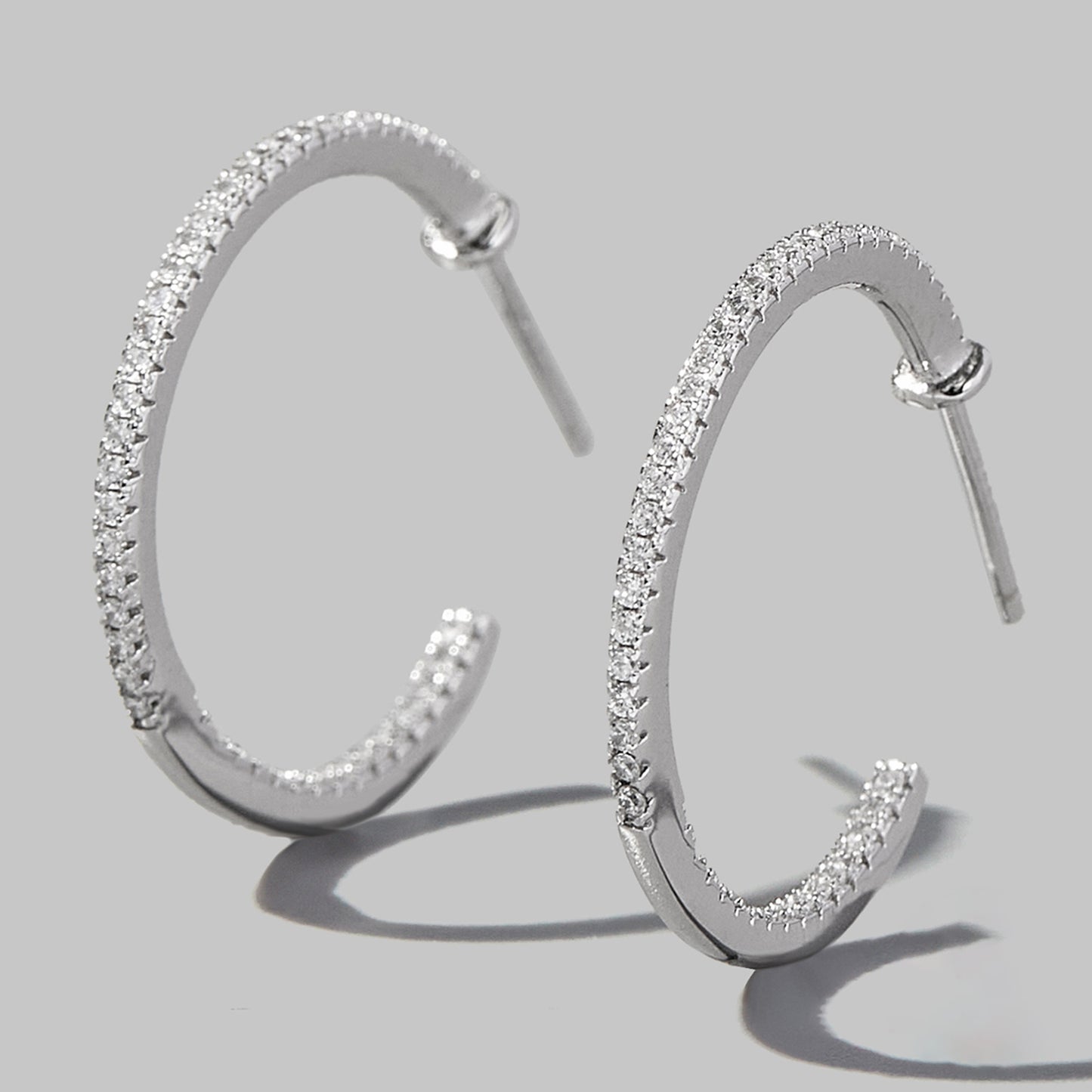 Zircon 925 Sterling Silver C-Hoop Earrings 