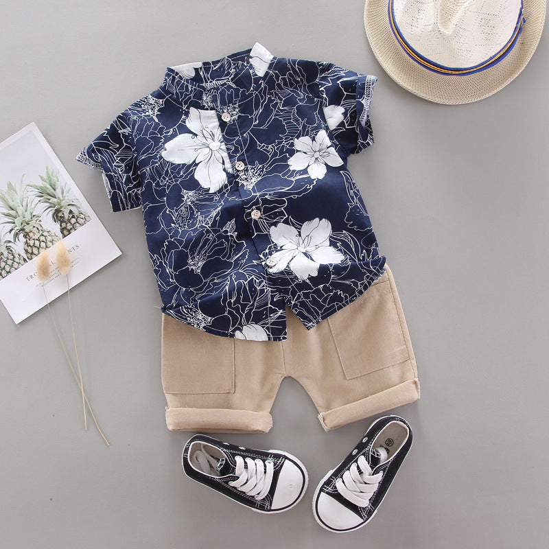 Short Sleeve Shorts Suit Beach Cartoon Full Print