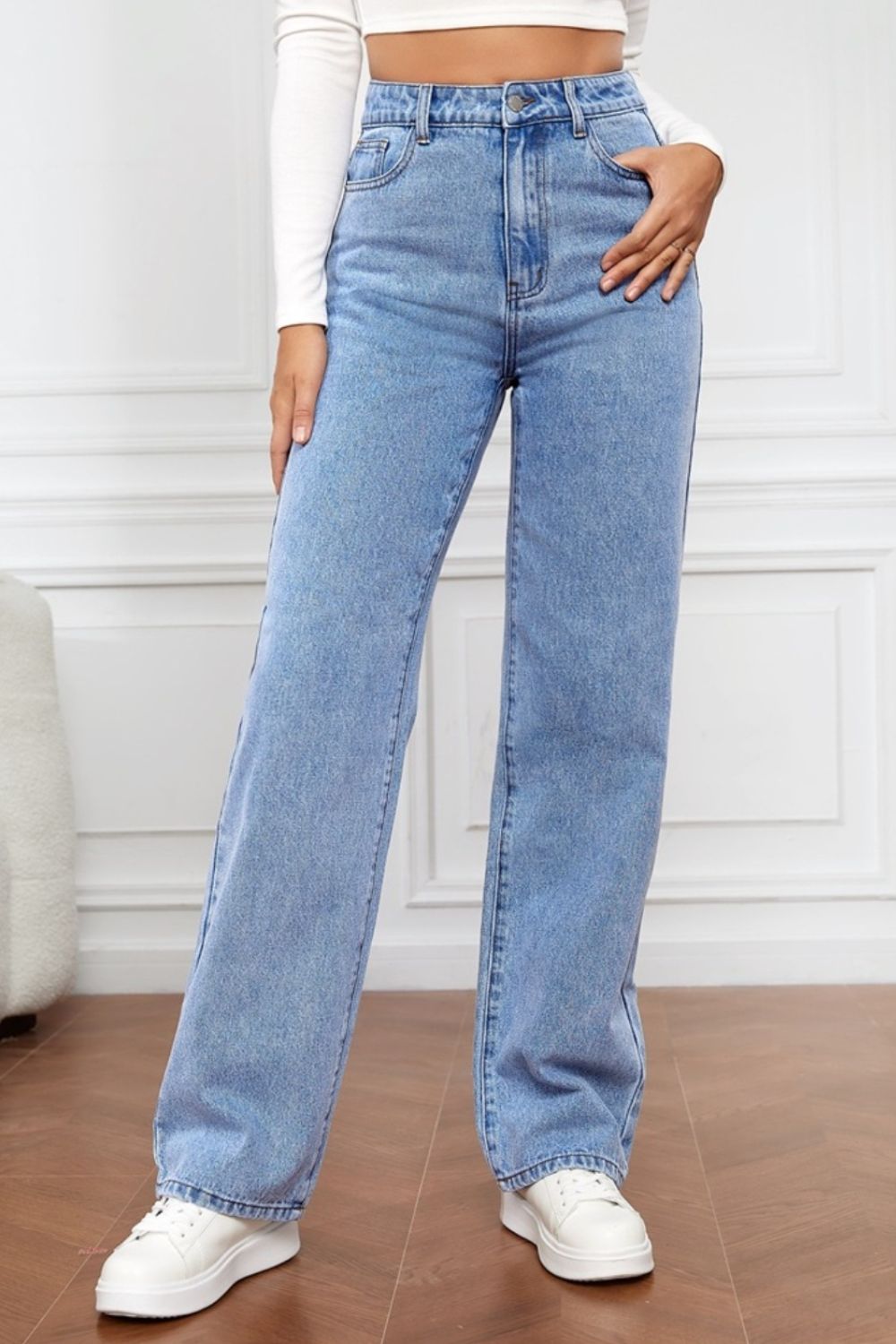 High Waist Straight Jeans 