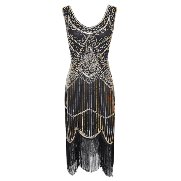 Stylish Vintage Sequin Fringe Dress