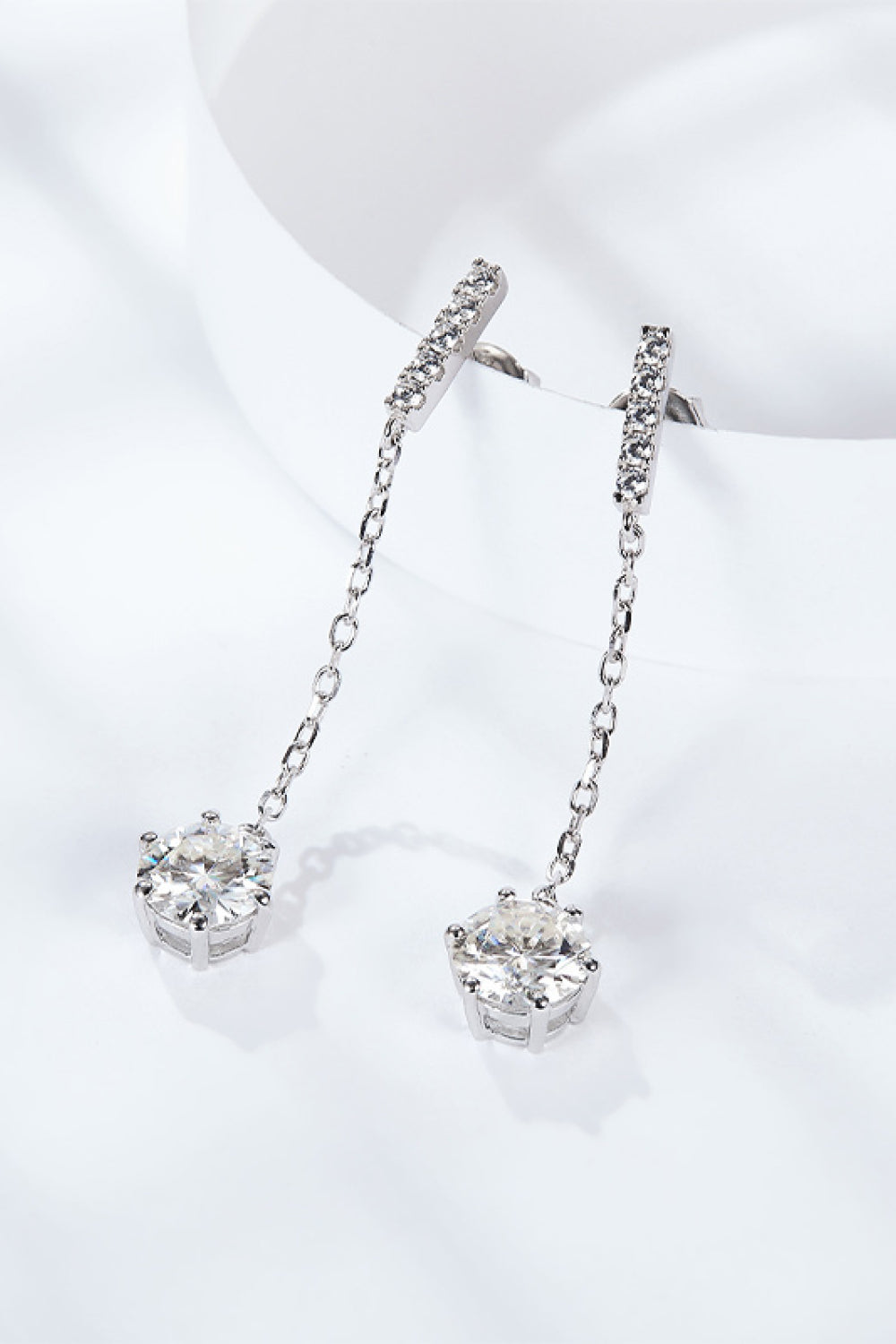 6-Prong Round Moissanite Drop Earrings 