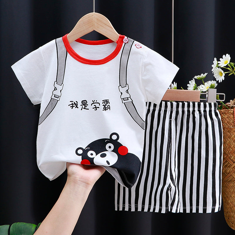 New Children's Short-sleeved Shorts Pure Cotton Suit