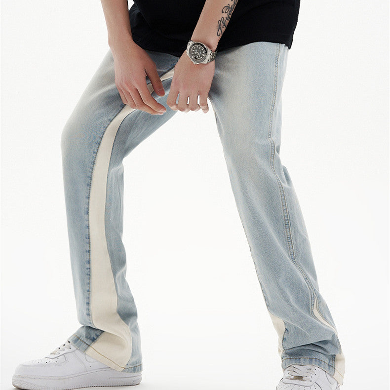 European And American Retro Loose Straight Stitching Flared Jeans