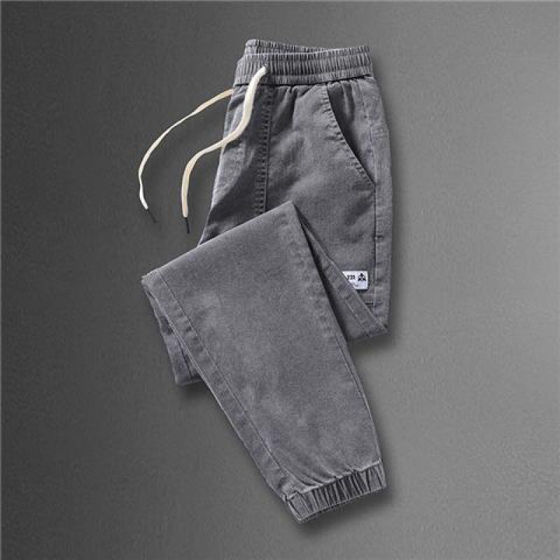 Spring And Autumn New Jeans Men's Stitching Ankle Banded Pants