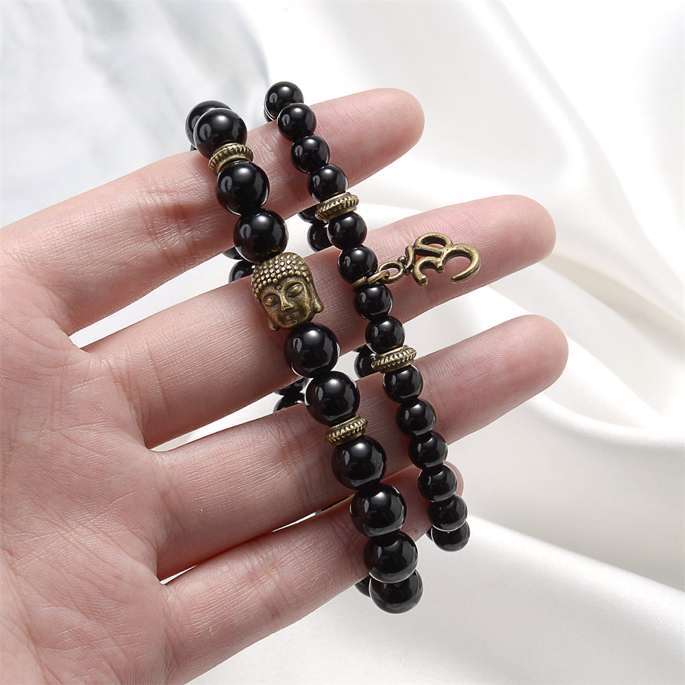 Male And Female Pictorial Stone Buddha Head Bracelet